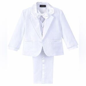 Baby Boys White Suit Tuxedo Set 12M Formal Baptism Outfit EUC